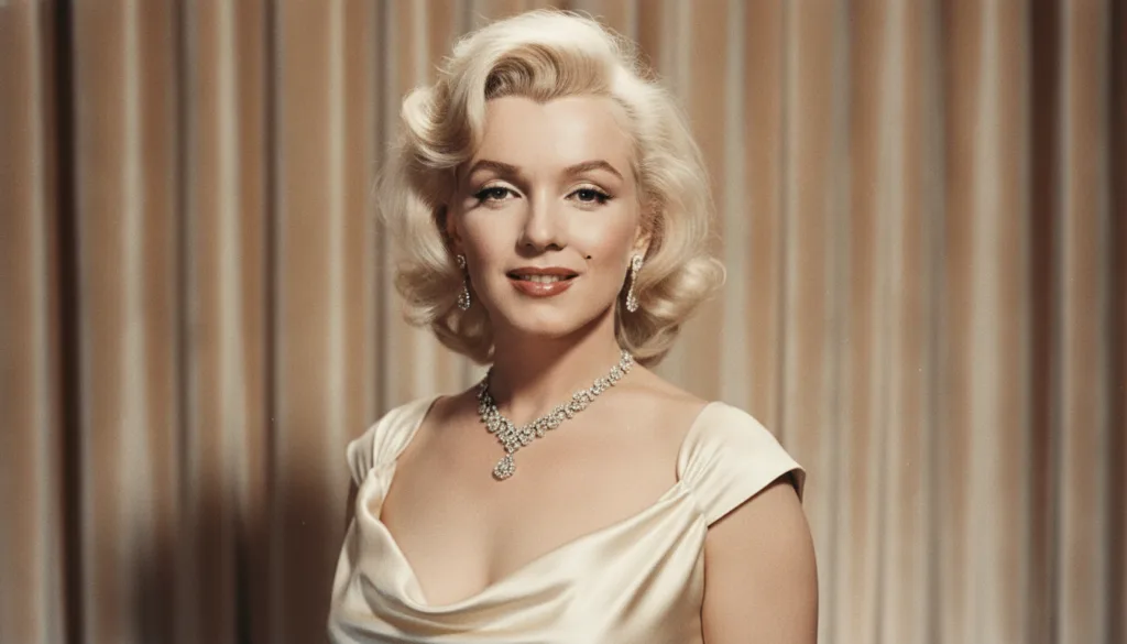 Marilyn Monroe in a glamorous pose highlighting her beauty mark and signature platinum blonde hair possibly from a film 