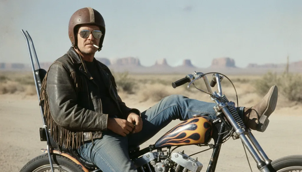 Jack Nicholson in a scene from Easy Rider looking cool and rebellious