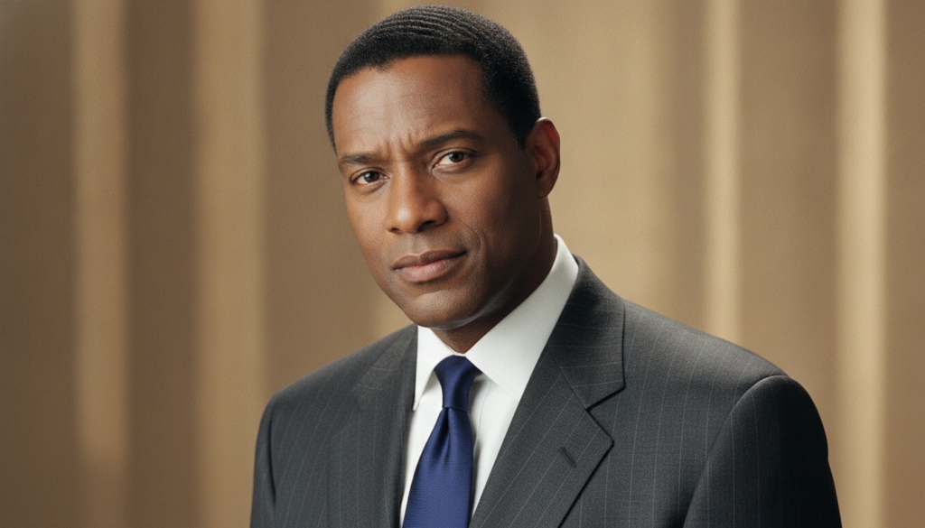A real publicity photo of Denzel Washington from his mid-career looking sharp and contemplative reflecting his versatile