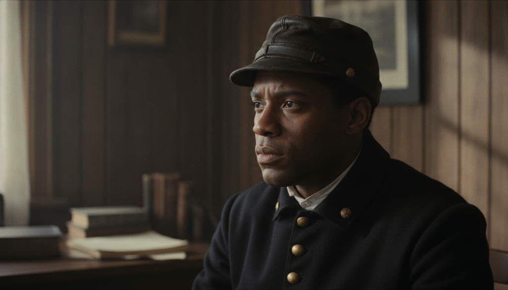A real film still featuring Denzel Washington in an early dramatic role possibly from the late 1980s or early 1990s show