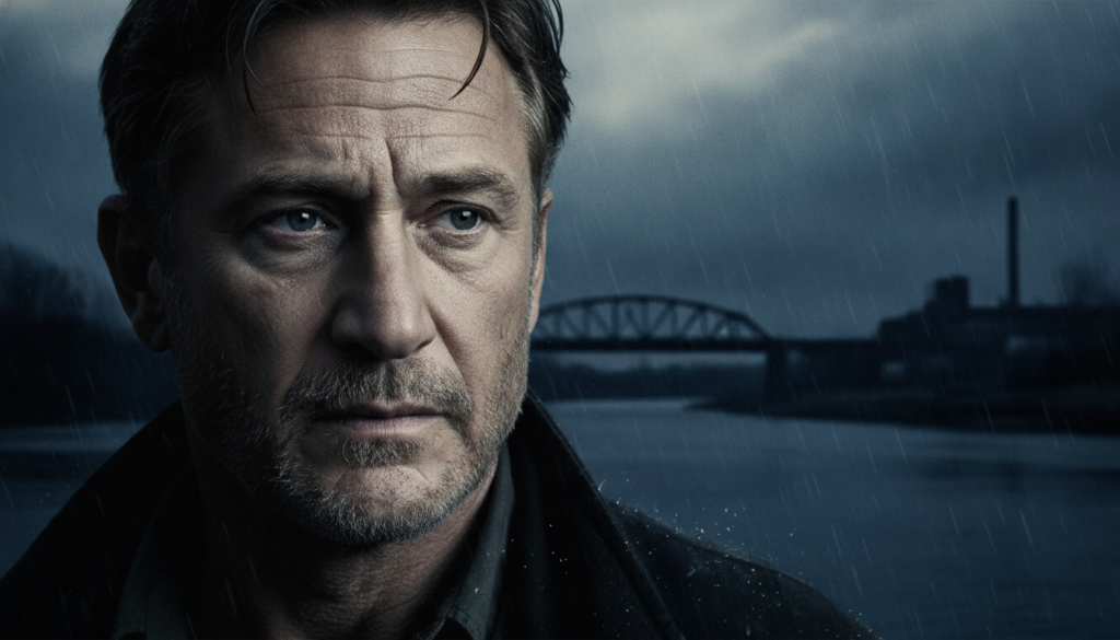 A real movie poster for the film Mystic River featuring Sean Penn in a dramatic pose or close-up reflecting the film s s