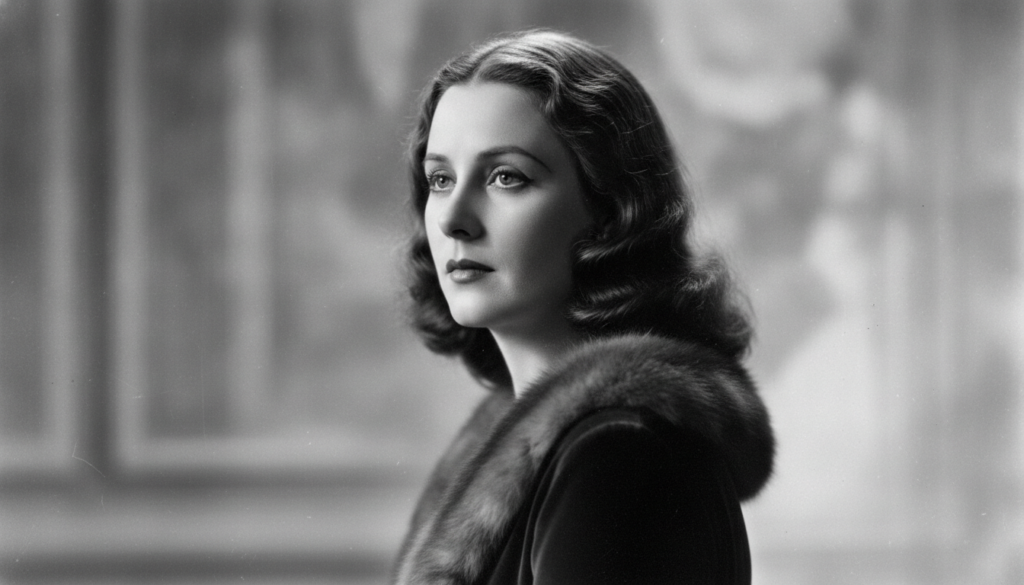 A classic black and white publicity photo of Greta Garbo looking mysterious and elegant
