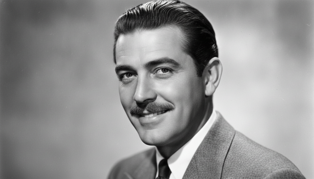 Real close-up black and white portrait of Clark Gable highlighting his mustache and confident expression