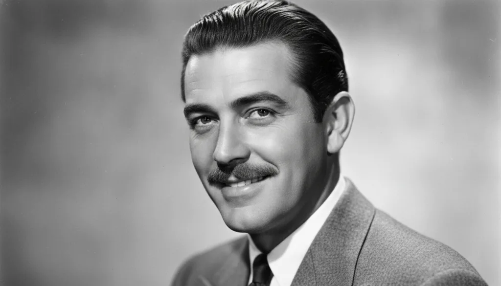 Real close-up black and white portrait of Clark Gable highlighting his mustache and confident expression