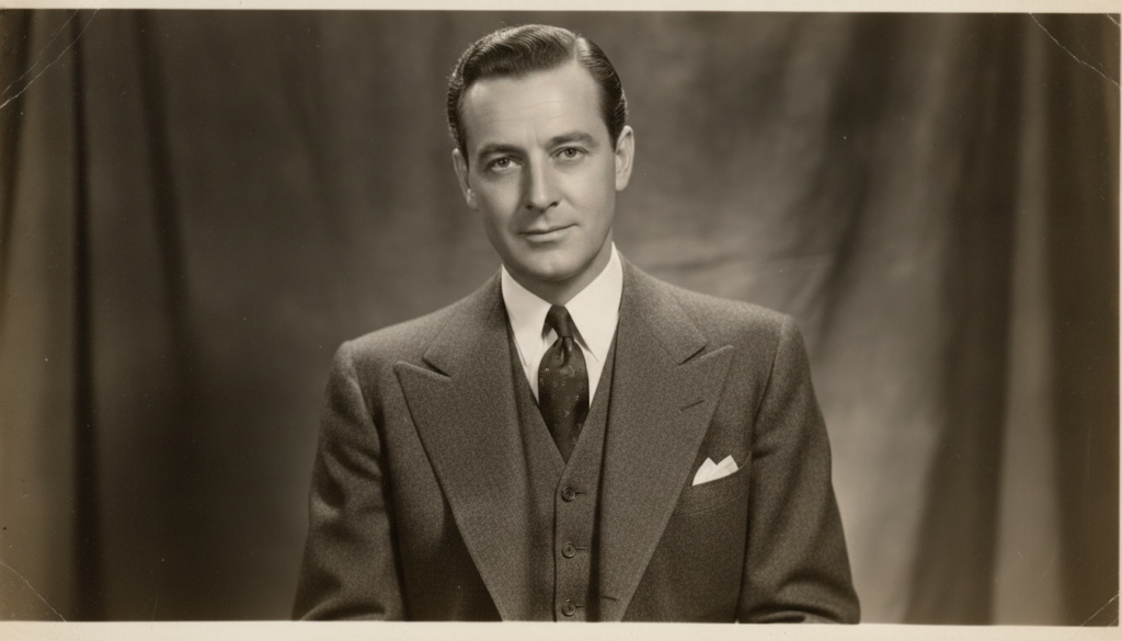Real archival publicity photo of Basil Rathbone from the classic Hollywood era perhaps a headshot or portrait