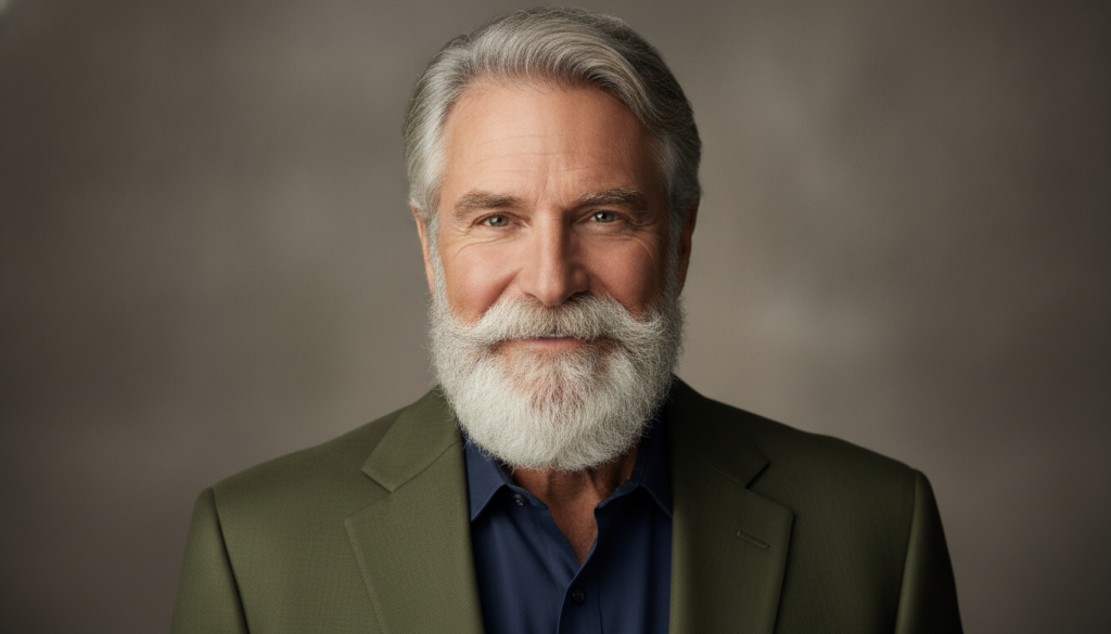 A real publicity photo of Sam Elliott from a more recent film showing his timeless appeal