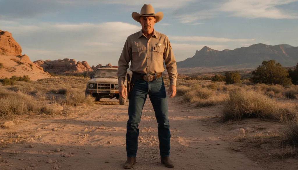 Promotional still from the TV series Walker Texas Ranger featuring Chuck Norris in his iconic ranger uniform