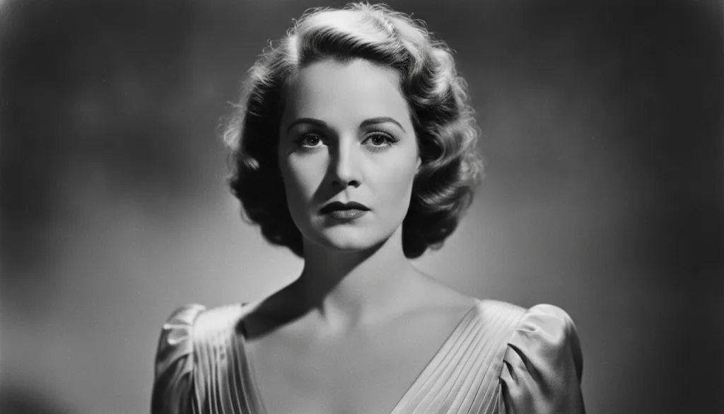 A vintage black and white portrait of Joan Crawford from the 1930s or 1940s showcasing her iconic glamorous style and st