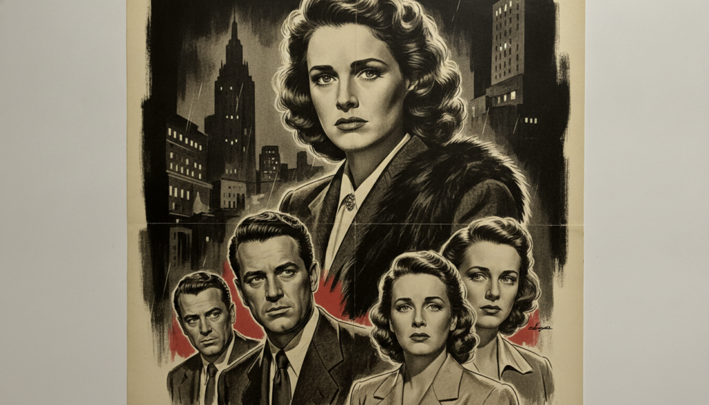 A real movie poster for the 1945 film Mildred Pierce featuring Joan Crawford