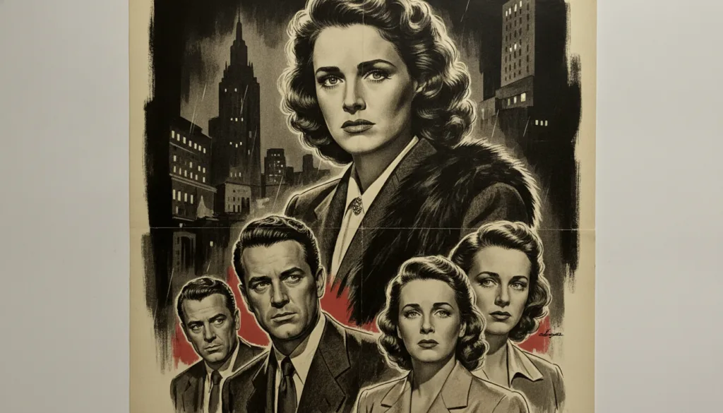 A real movie poster for the 1945 film Mildred Pierce featuring Joan Crawford
