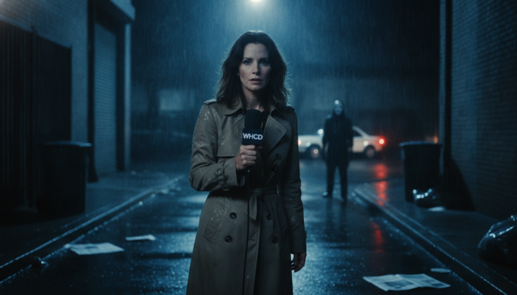 Courteney Cox as Gale Weathers in a scene from the Scream movie franchise