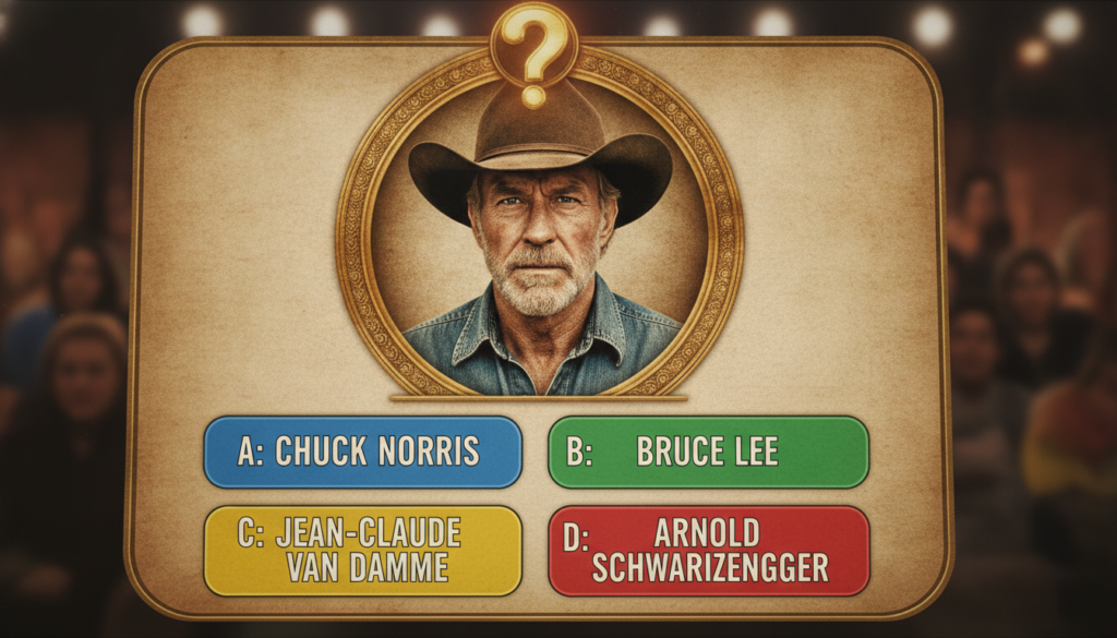 A classic quiz image featuring a stern-faced Chuck Norris with multiple-choice options A B C D below his portrait