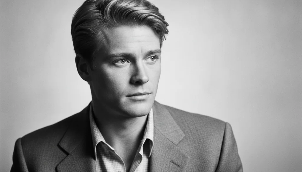 A black and white image of a young Robert Redford looking charismatic with a slight smile It s designed like a multiple-
