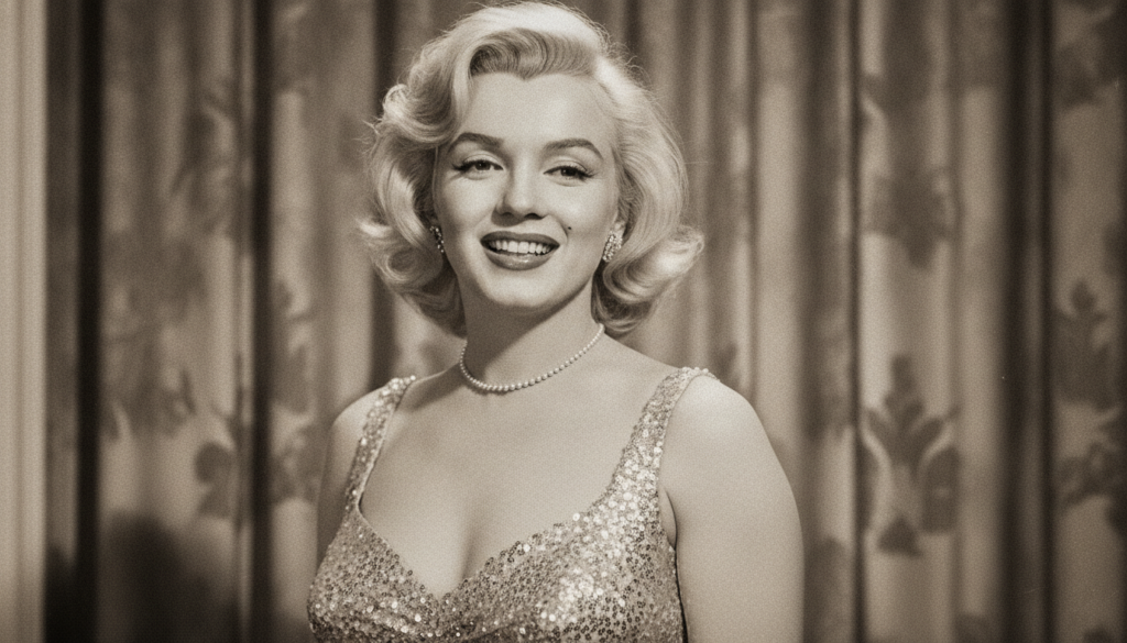 A quiz image featuring a glamorous portrait of Marilyn Monroe from the 1950s with a vintage aesthetic