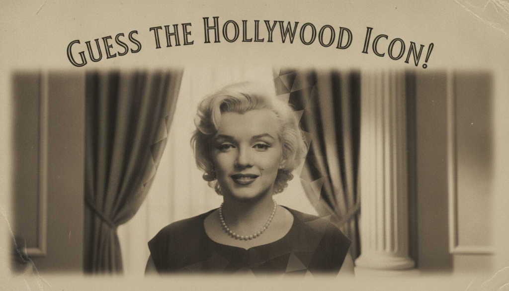 A quiz image asking Guess the Hollywood Icon featuring a blurred or partially obscured image of Marilyn Monroe