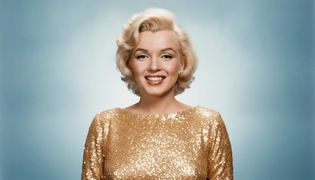 A publicity photo of Marilyn Monroe from the 1950s showing her classic blonde hairstyle and radiant smile