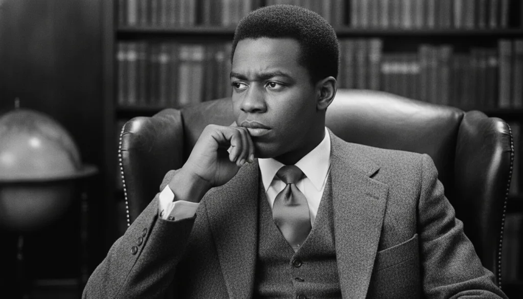 A real publicity photo of a younger James Earl Jones perhaps from the 1970s or 80s looking distinguished and thoughtful