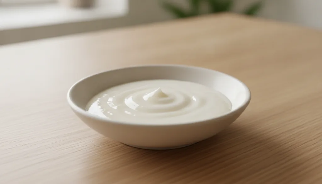A small clean non-metallic bowl containing a smooth creamy white paste made from Vaseline and baking soda