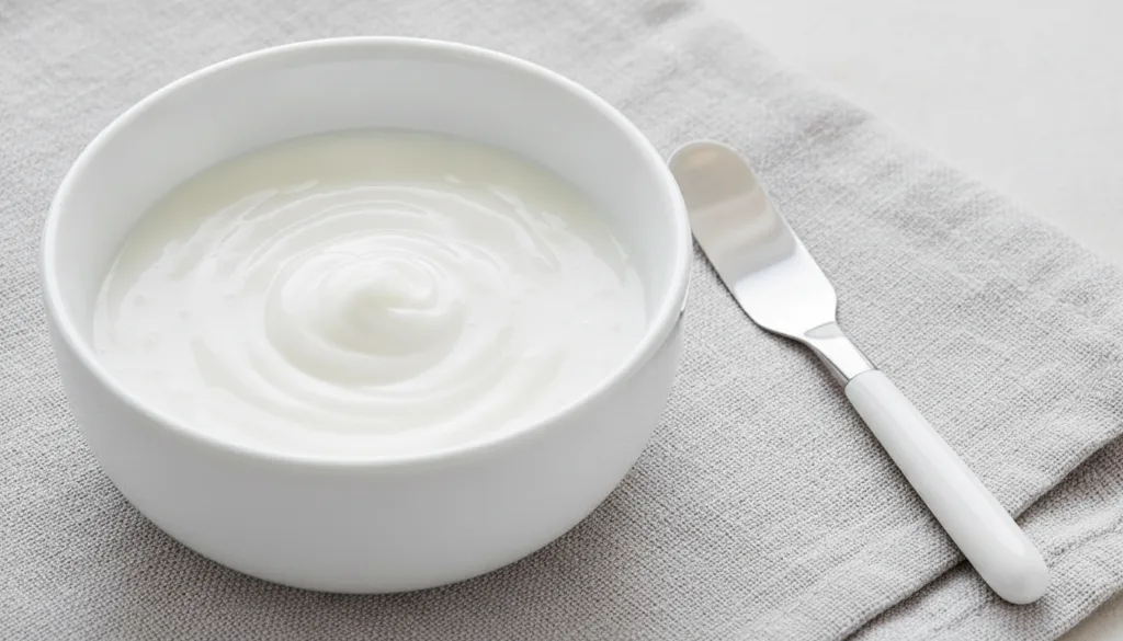 A small bowl with a smoothly mixed paste of white baking soda and petroleum jelly