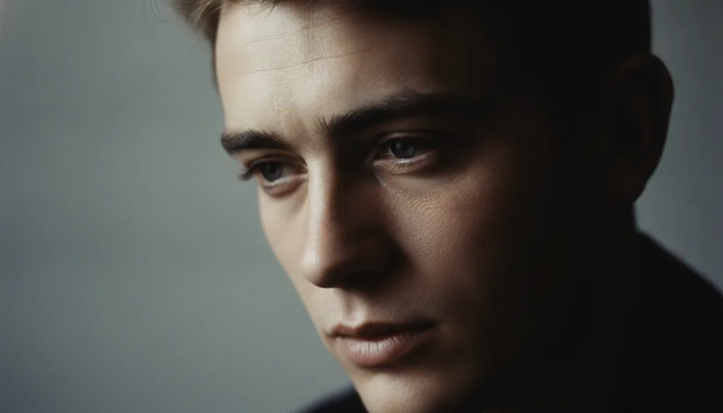 A tightly cropped enigmatic close-up of James Dean s face showing only a portion of his features to make him recognizabl