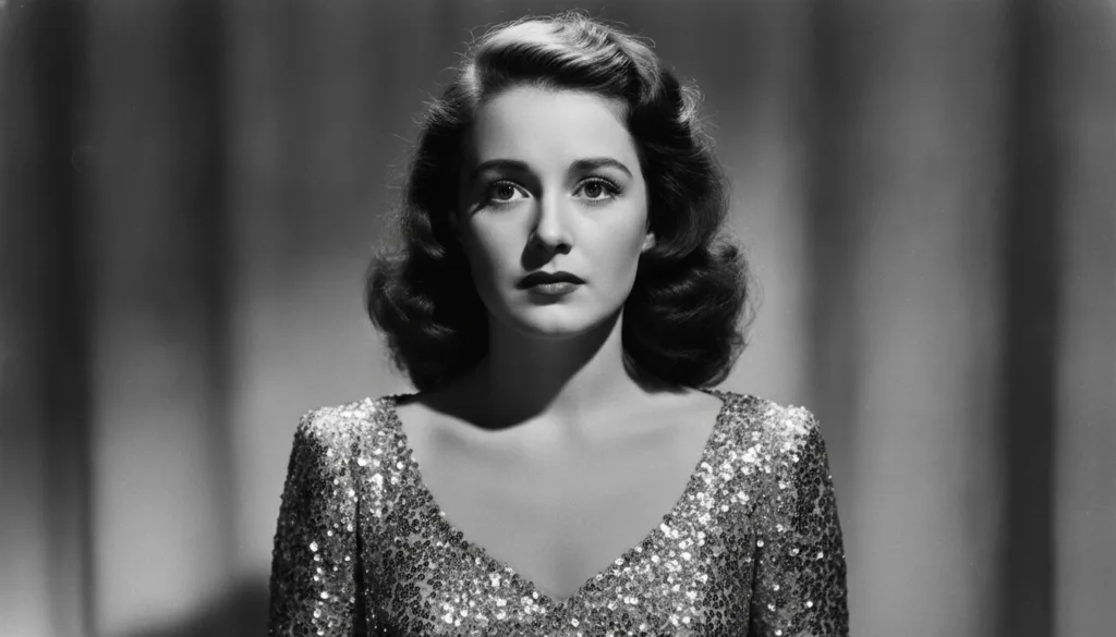 A black and white portrait of a young Judy Garland with a captivating and expressive gaze embodying classic Hollywood gl