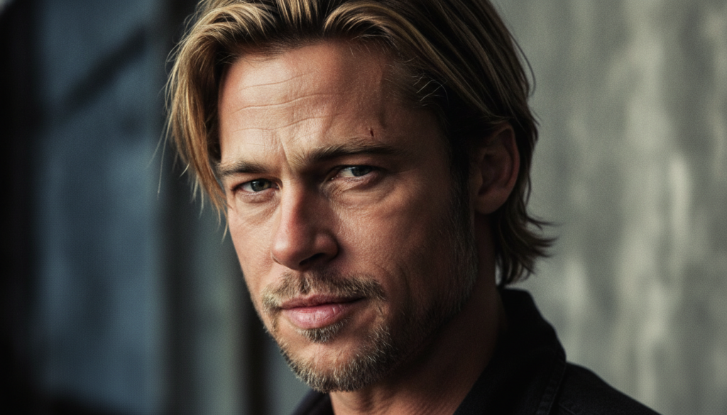 Brad Pitt from Fight Club with a gritty and intense look