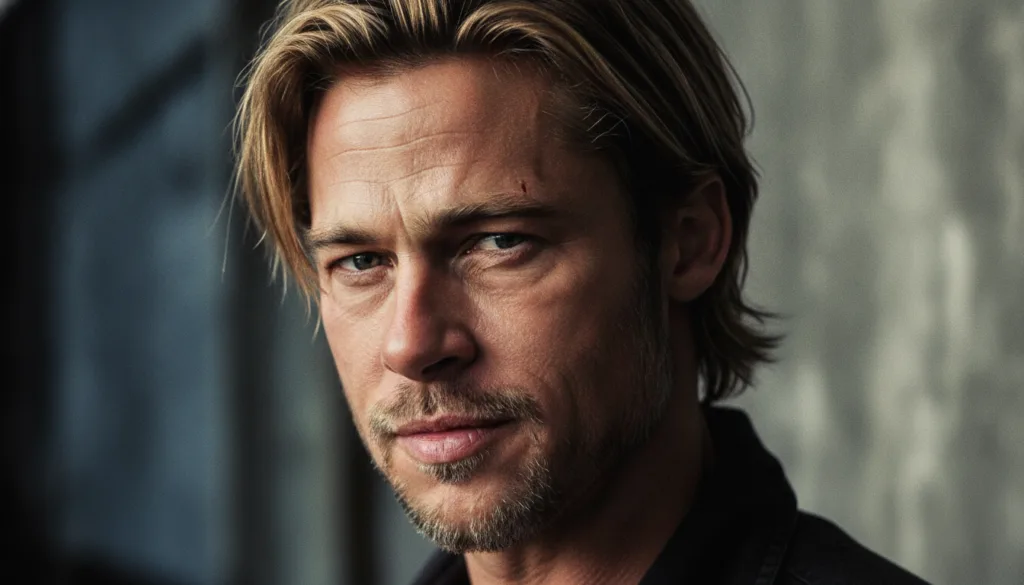 Brad Pitt from Fight Club with a gritty and intense look