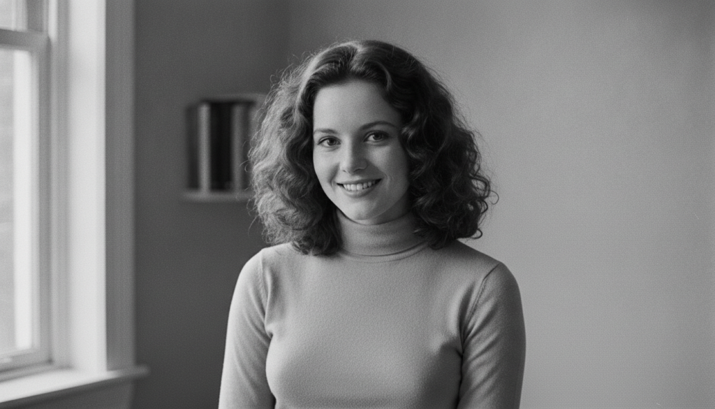 A real publicity photo of a young Kathy Bates from her early acting career in the 1970s or early 1980s