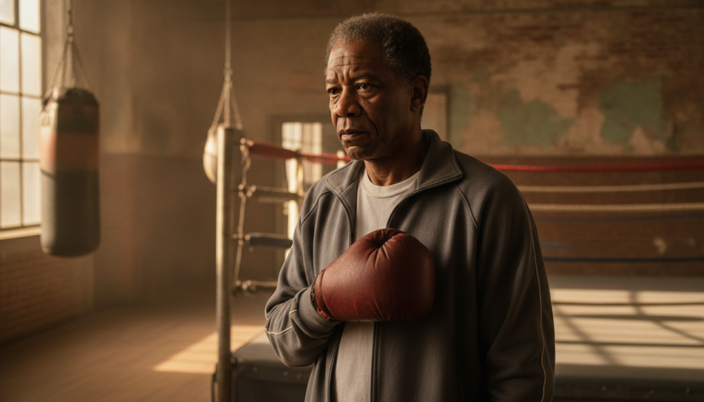 Morgan Freeman as Eddie Scrap-Iron Dupris in Million Dollar Baby perhaps in a scene with Hilary Swank or Clint Eastwood