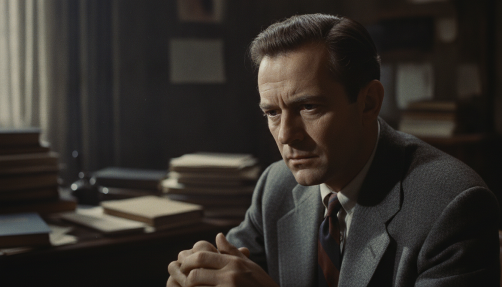 Jack Lemmon in a dramatic pose from one of his serious film roles perhaps Save the Tiger or The Apartment