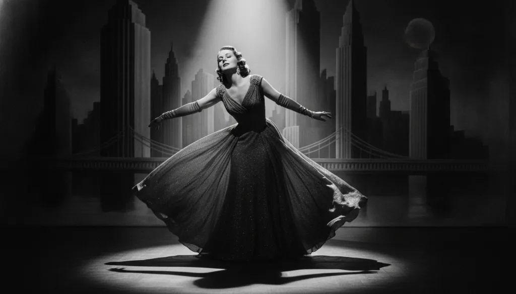 A classic Hollywood actor male or female in an iconic dramatic pose from a black and white film era