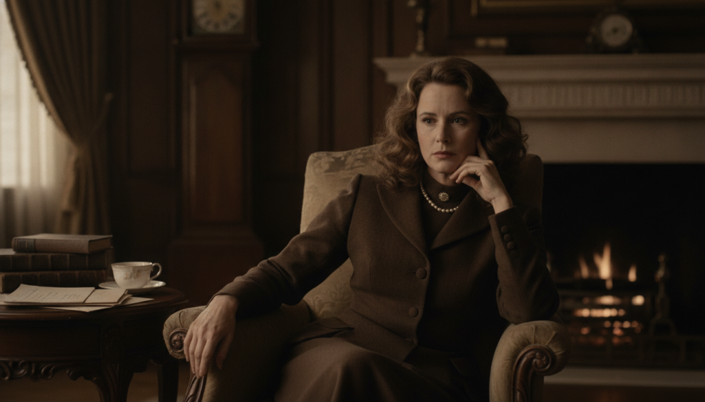 Diane Keaton as Kay Adams in The Godfather looking concerned or thoughtful
