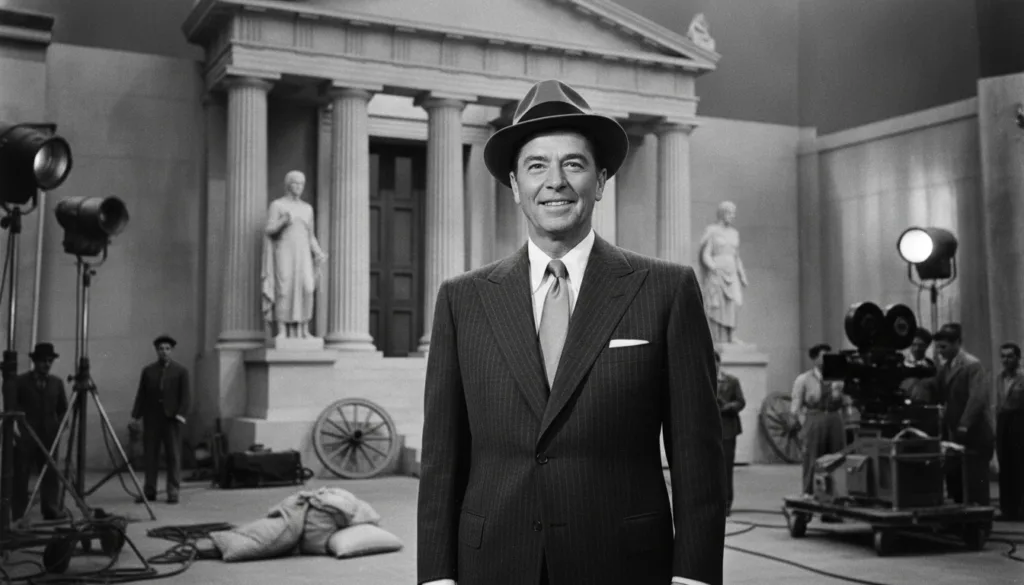 Ronald Reagan during his Hollywood acting career possibly on a film set or in a publicity shot