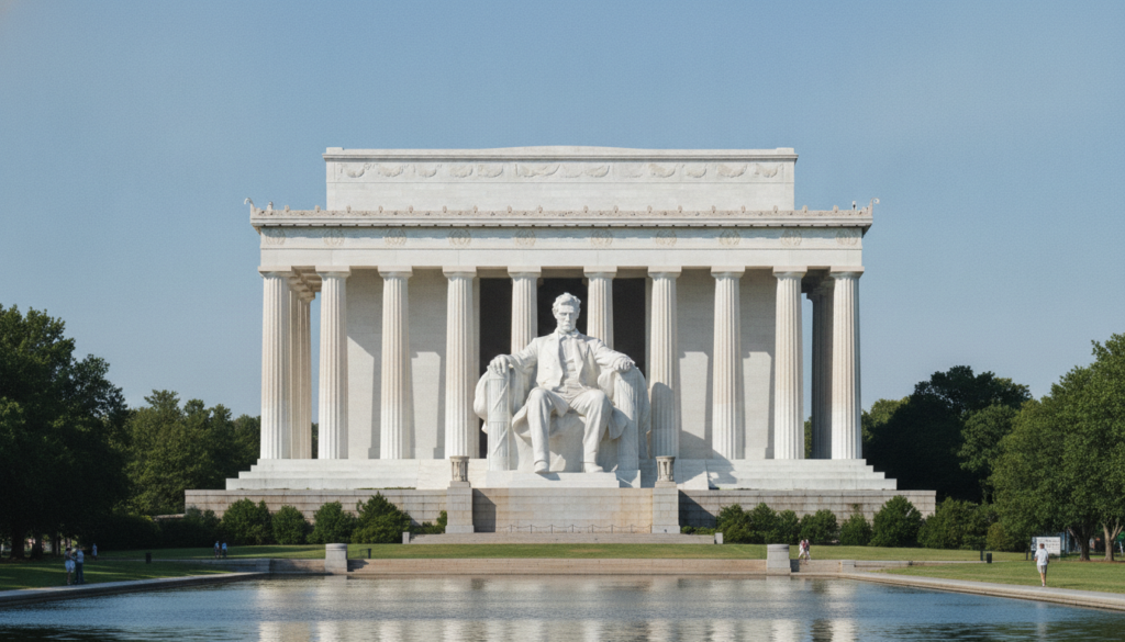A depiction of the Lincoln Memorial an iconic monument in Washington D C