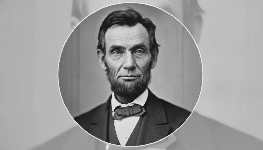 A black and white portrait of Abraham Lincoln as if part of a historical quiz