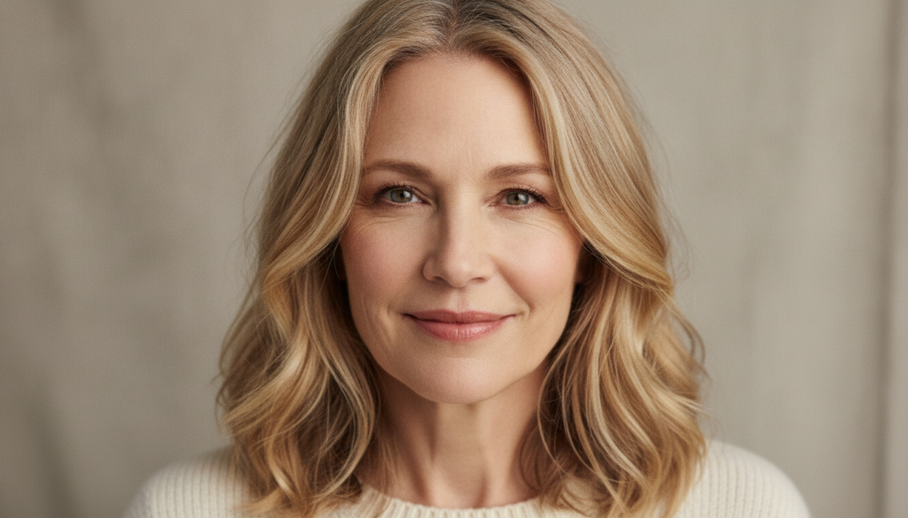 A headshot of actress Laura Linney with a warm slightly smiling expression