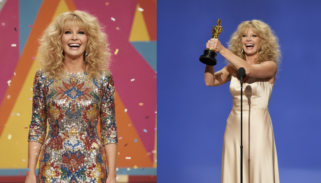 Goldie Hawn accepting her Academy Award for Best Supporting Actress for Cactus Flower in 1970 or a promotional photo fro