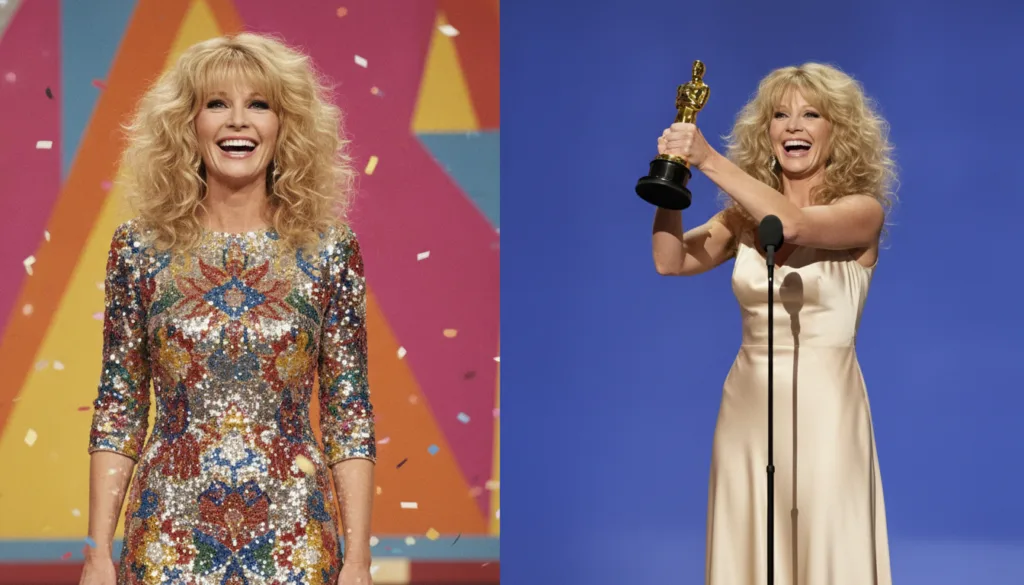 Goldie Hawn accepting her Academy Award for Best Supporting Actress for Cactus Flower in 1970 or a promotional photo fro