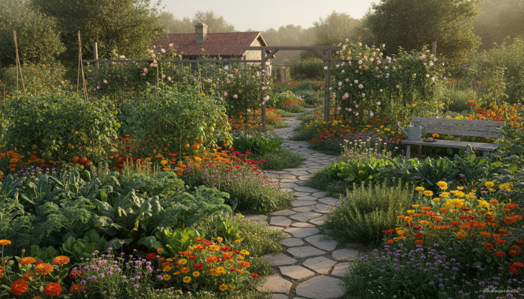 A vibrant healthy home garden with various vegetables and flowers growing suggesting successful gardening hacks The sun 