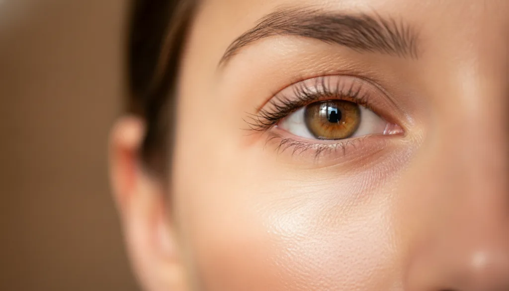 A close-up of a person s refreshed and brightened under-eye area after using a beauty remedy showing a subtle but notice