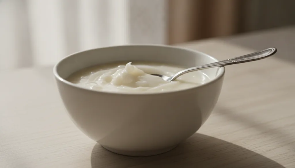 Close-up of a small bowl containing a mixture of Vaseline and baking soda with a spoon