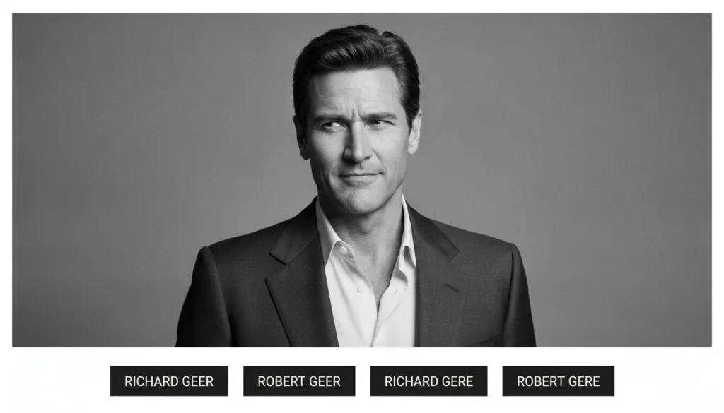 A multiple-choice quiz image showing a headshot of Richard Gere and four options