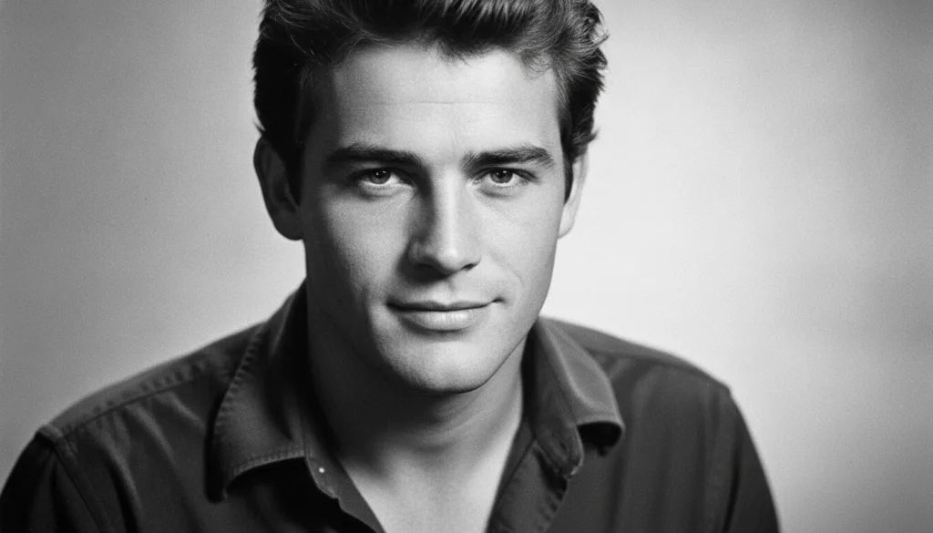 A black and white headshot of James Caan looking intense yet charismatic possibly from his younger years around the time