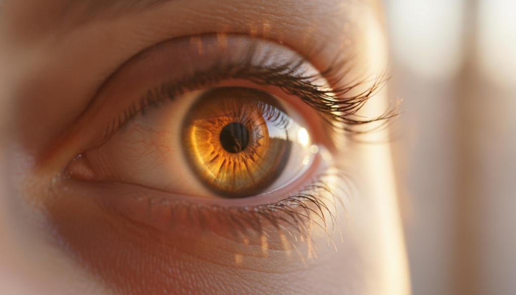 A close-up of a person s eye with a subtle glow symbolizing clear vision The image should convey health and vitality