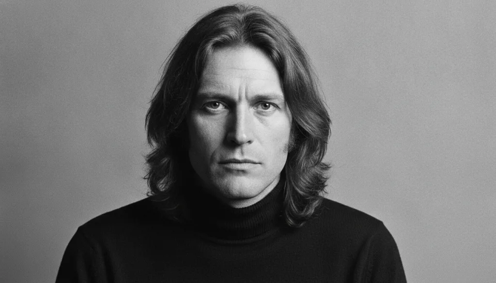 A real publicity photo of Donald Sutherland from the 1970s showing his unique facial features