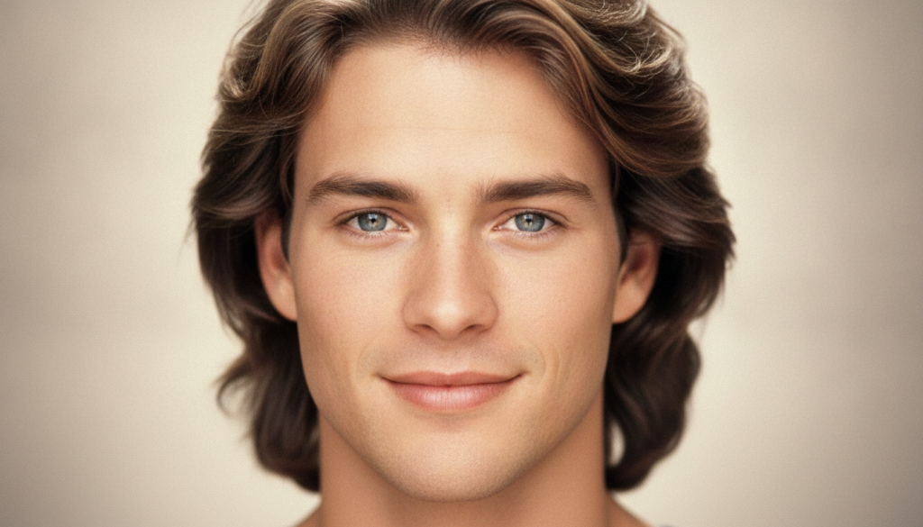 A headshot of Patrick Swayze from his younger years characteristic of a classic Hollywood actor