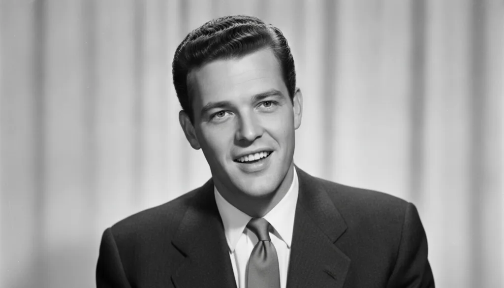 A classic publicity shot of Rock Hudson looking charming and handsome