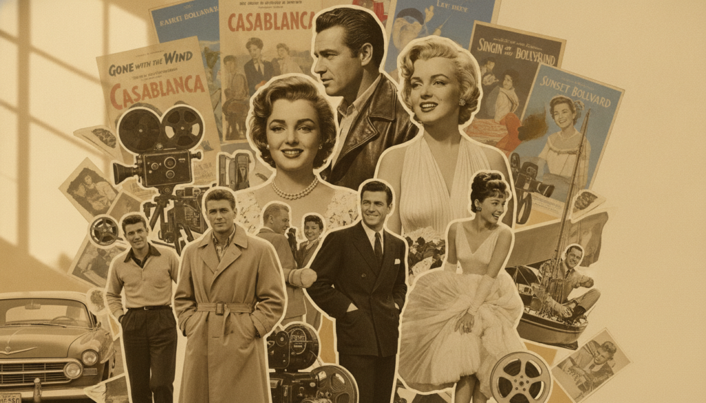 A collage or artistic representation celebrating the legacy of classic Hollywood stars
