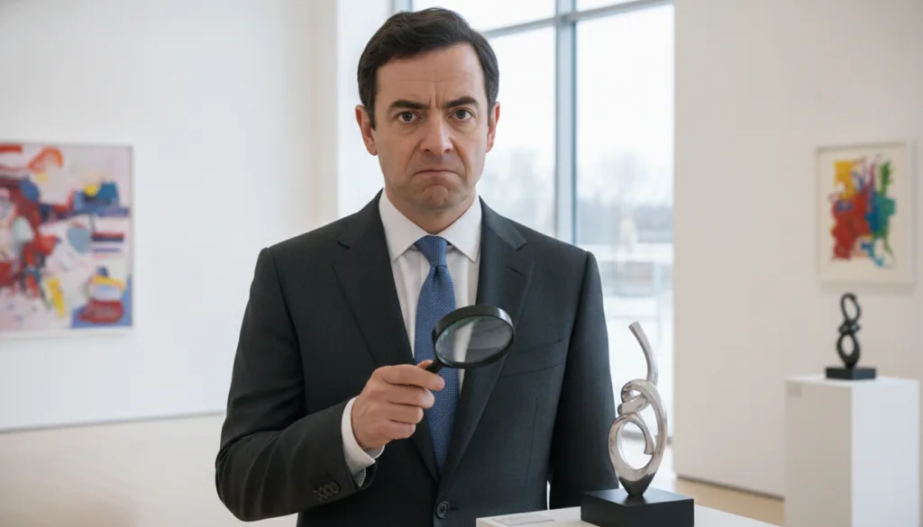 Rowan Atkinson as Johnny English looking comically serious or confused
