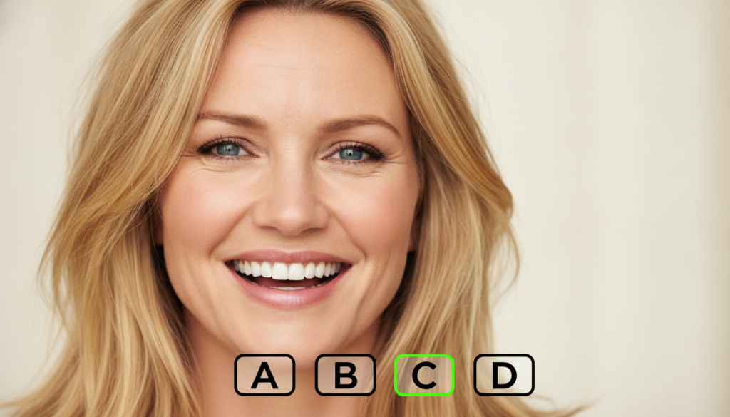 A quiz image showing a headshot of Cameron Diaz smiling with the question Who is this actor and multiple-choice options 